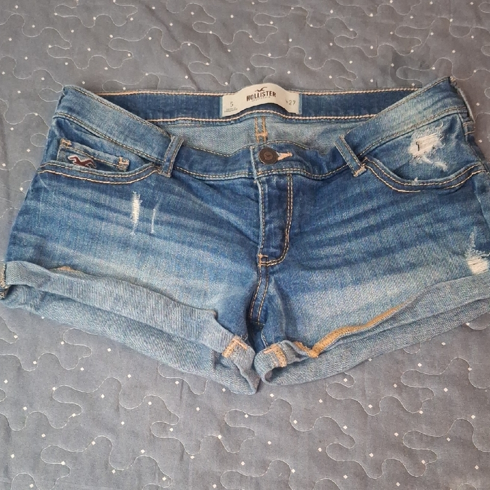 Hollister Blue Distressed Denim Jean Shorts